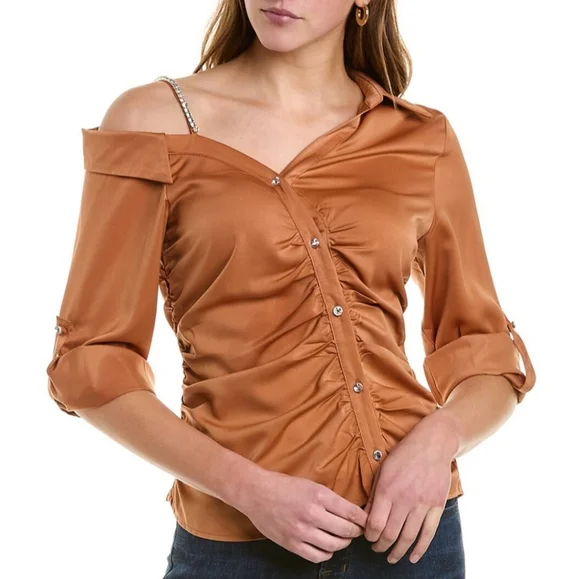 City Sleek Rust Off Shoulder Top - Picture 1 of 3